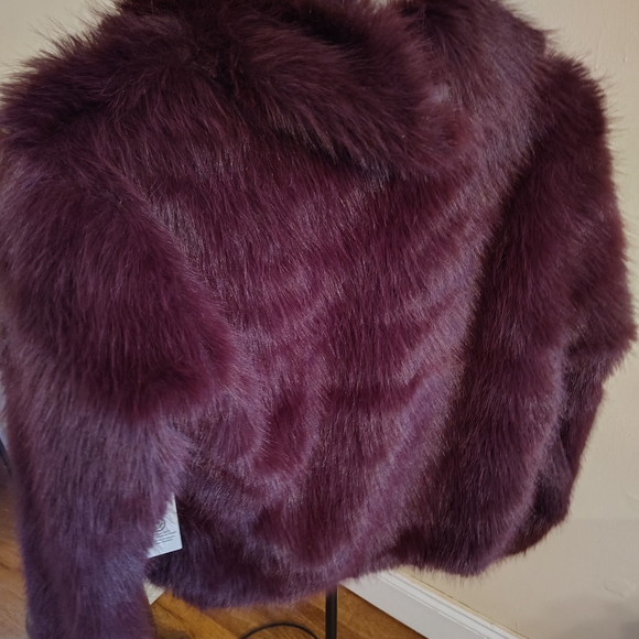 Plum Faux Fur Jacket - Picture 6 of 9